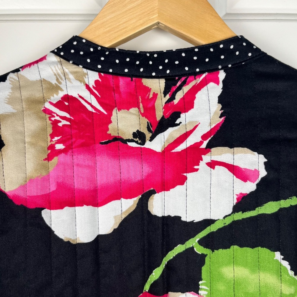 APPLESEED'S Quilted Jacket Size L Button Up Floral Artsy Colorful Polka Dots - Picture 6 of 8
